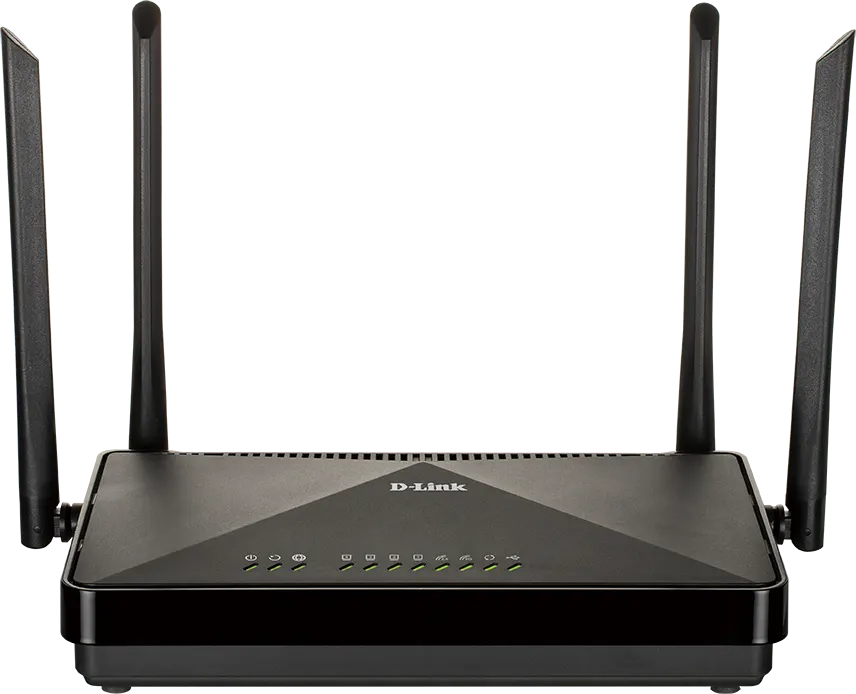 راوتر و مودم لاسلكي AC1200 من دي لينك ، ثنائي النطاق ، 4 أنتنة ، VDSL2-ADSL2 ، أسود ، DSL-245GE