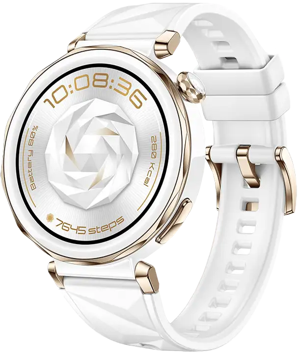 ساعة هواوي GT 5 PRO الذكية ، 42 ملم ، شاشة AMOLED ، بلوتوث ، مقاومة للماء ، سوار من المطاط الفلوري الأبيض ، JNA-B29