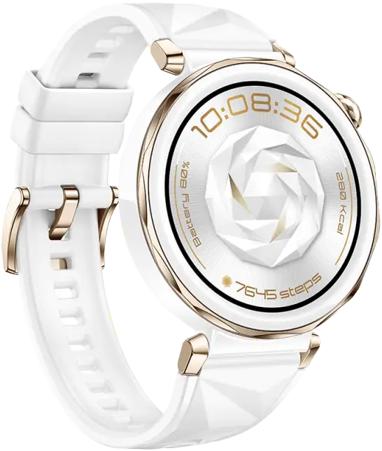 ساعة هواوي GT 5 PRO الذكية ، 42 ملم ، شاشة AMOLED ، بلوتوث ، مقاومة للماء ، سوار من المطاط الفلوري الأبيض ، JNA-B29