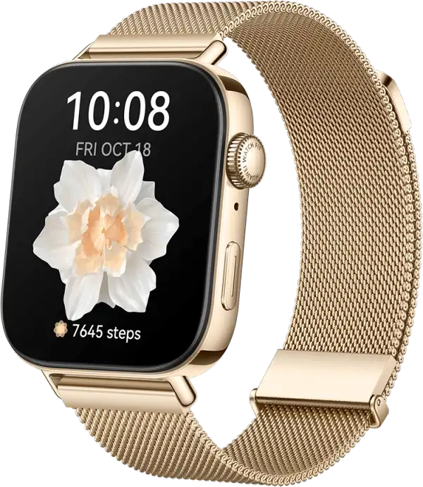 ساعة سمارت هواوي فيت 3 إصدار NFC، شاشة أموليد 1.82 بوصة ، مقاومة للماء ، حزام ميلاني ذهبي ، جولد