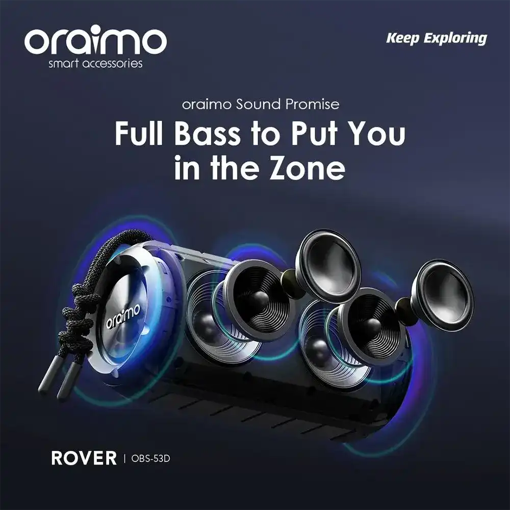 Portable Speaker Bluetooth Oraimo Rover, Rechargeable, RGB Light, Black, OBS-53D