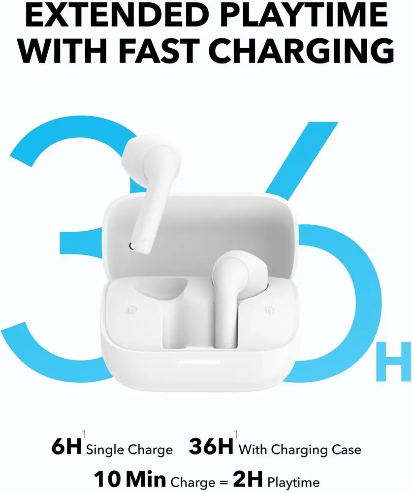 Anker Soundcore K20i Earbuds, Bluetooth 5.3, Noise Cancelling, IPX5 Water Resistant, White, A3994H21