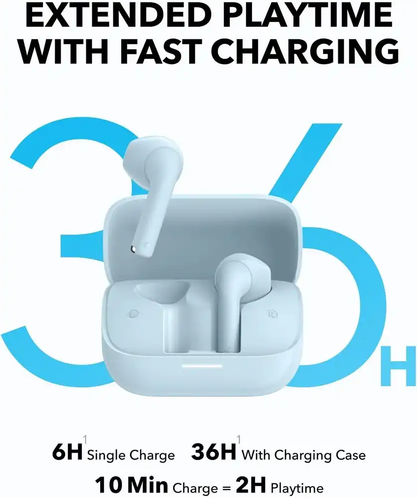 سماعات أذن انكر ساوندكور K20i ، بلوتوث 5.3 ، خاصية إلغاء الضوضاء ، مقاومة للماء IPX5 ، أزرق، A3994H31