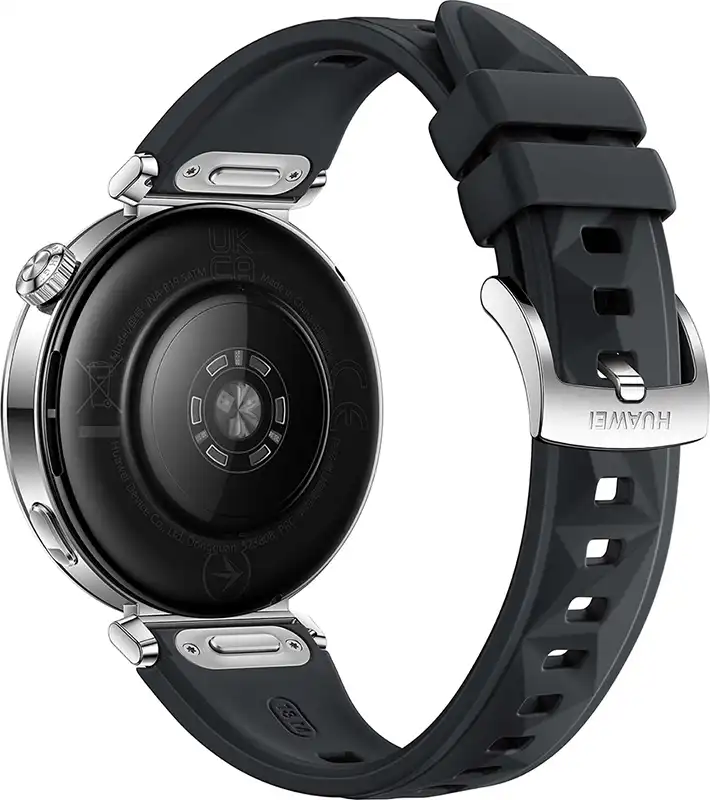 ساعة هواوي GT 5 الذكية، 41 مم، شاشة AMOLED، بلوتوث، مقاومة للماء، سوار من مادة المطاط الفلوري الأسود، JNA-B19