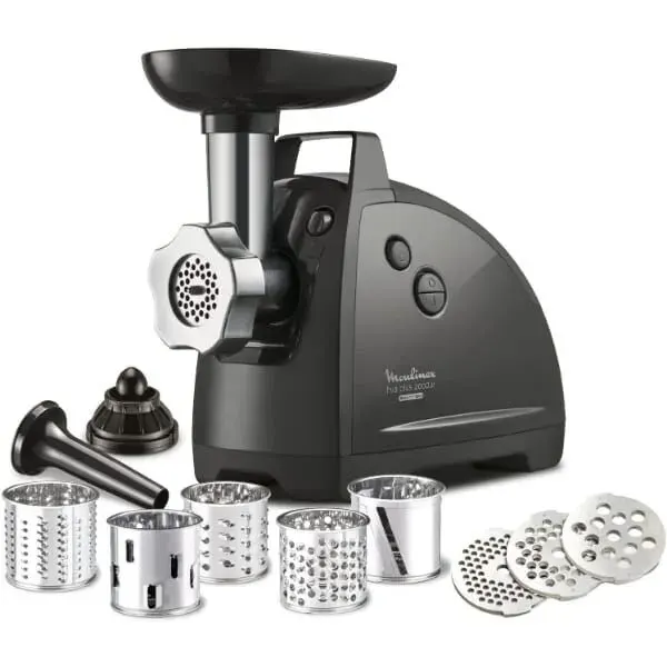Moulinex Meat Grinder, 2000 Watt, Stainless Weapons, with grater, Black, ME684826