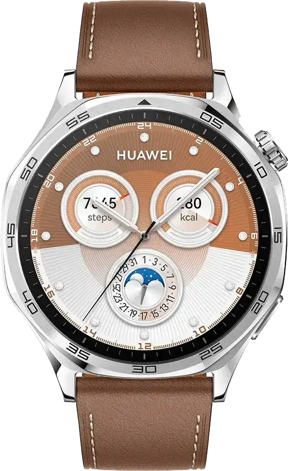 ساعة هواوي GT 5 الذكية ، مقاس 46 مم ، شاشة AMOLED ، بلوتوث، مقاومة للماء ، سوار جلدي مركب بني ، VLI-B19