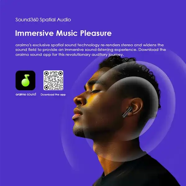 سماعات اورايمو فري بودز نيو، بلوتوث 5.4، خاصية إلغاء الضوضاء أثناء المكالمات، 6 ميكروفونات، مقاومة للماء، لون سبيد بلاك ، OTW-330S