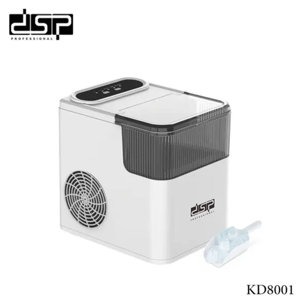 DSP Ice Maker, 165W, 1.4L Capacity, 0.5kg Ice Basket Capacity, Ice Scoop, White, KD8001