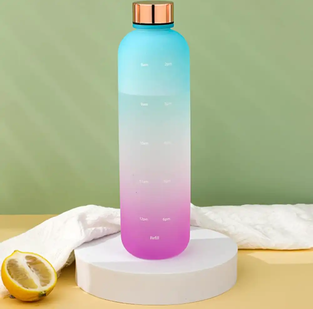 Plastic Sports Water Bottle 1 Liter, With  Stainless Steel Lid, 4271