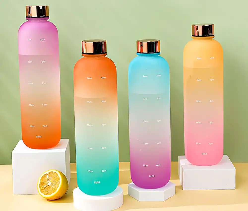 Plastic Sports Water Bottle 1 Liter, With  Stainless Steel Lid, 4271