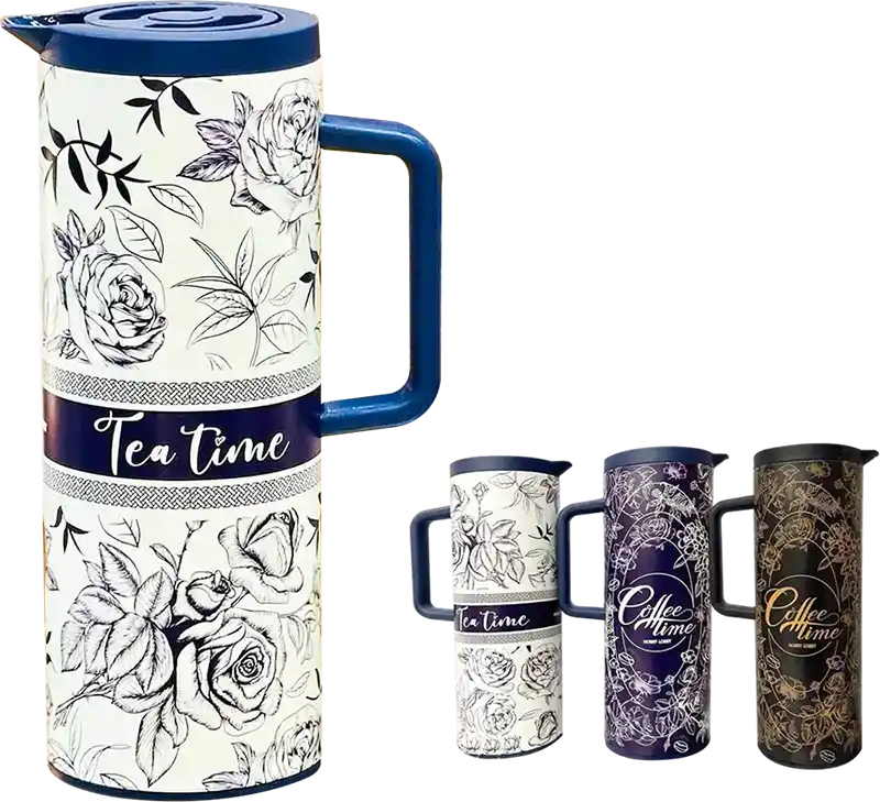 Andalusian Tea Thermos, 1 Liter, White*Blue, 2689