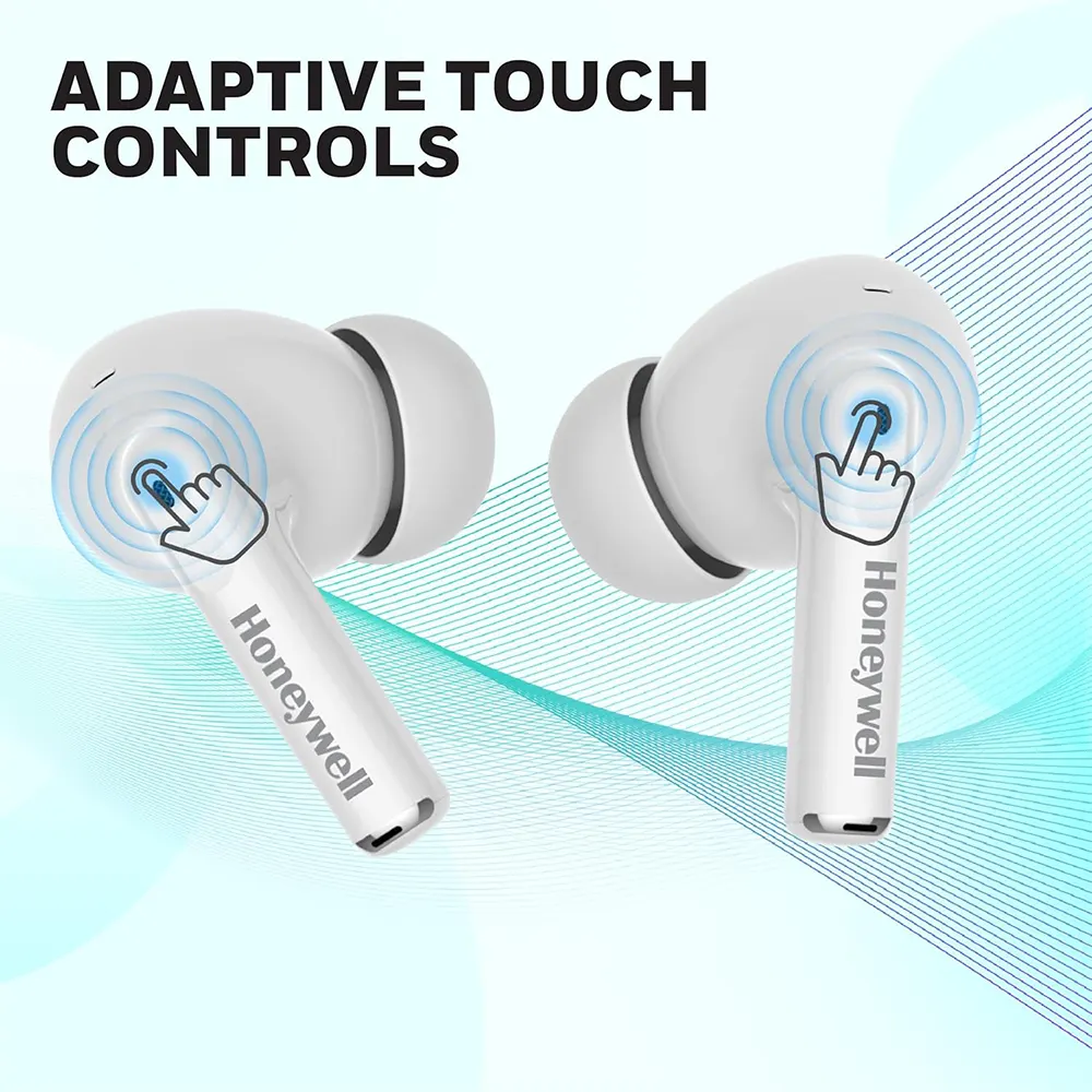 Honeywell Wireless Earphones, Bluetooth 5.3, IPX4 Water Resistant, 26 Hours Playtime, Fast Charging, White, V1200