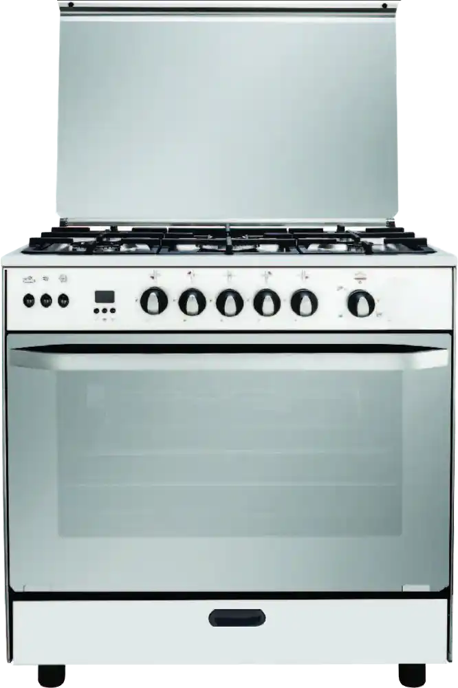 بوتاجاز فريش هامر، 90*60 سم، 5 شعلة، أمان كامل، شاشة ديجيتال، مروحة، سلفر