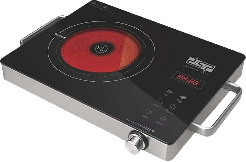 بوتجاز مسطح كهربائي دي اس بي، 1 عين، 2000 وات، يعمل باللمس، سطح زجاجي، أسود، KD 5052