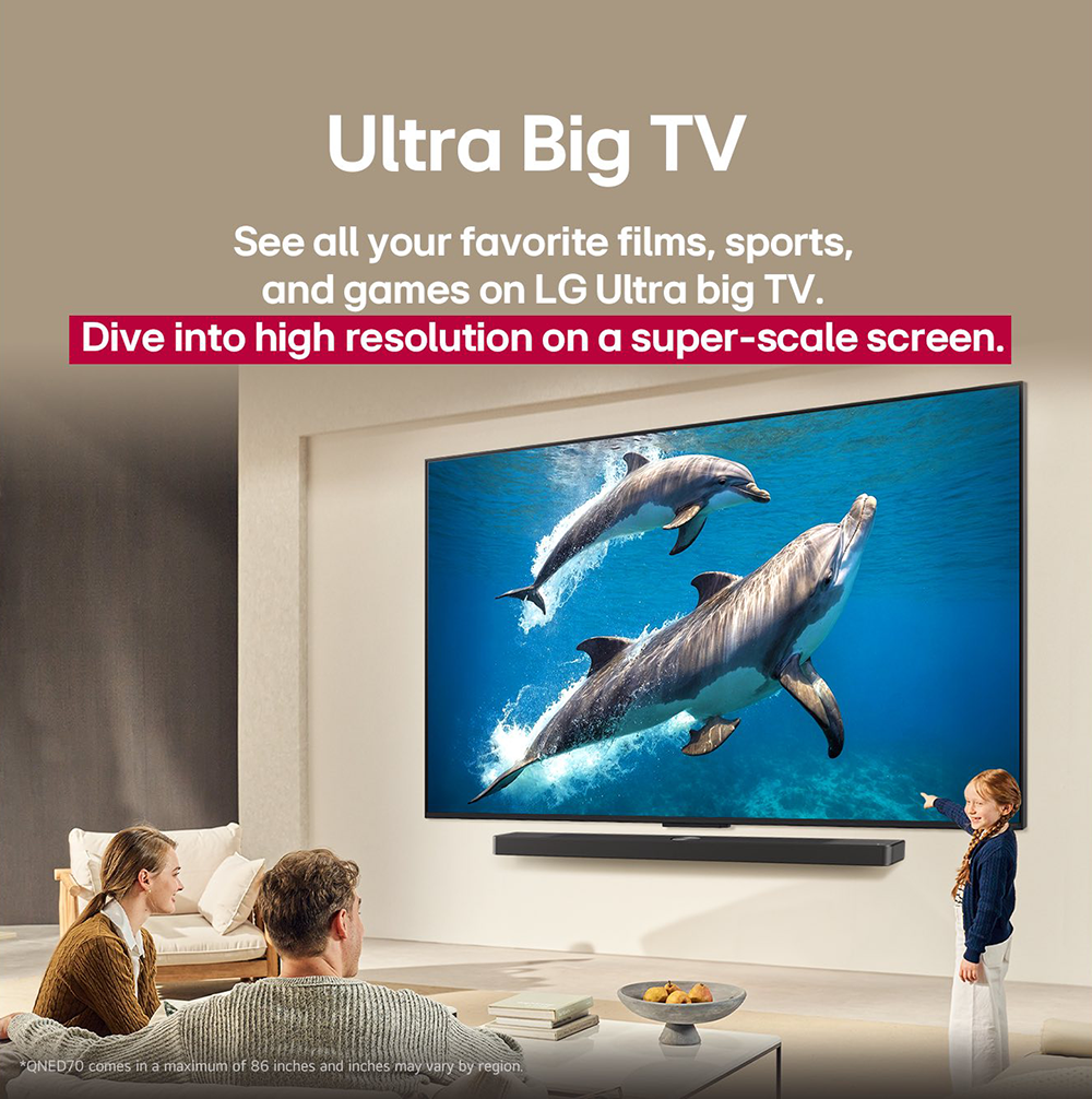 LG Smart TV , 75 inches , QNED Technology , 4K Resolution, Magic Remote, Built-in Receiver, 75QNED70A6A