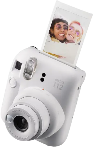 Fujifilm Instax Mini 12 Instant Camera, 60mm, Auto Film Eject, Built-in Flash, Clay White