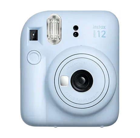 Fujifilm Instax Mini 12 Instant Camera, 60mm, Auto Film Eject, Built-in Flash, Pastel Blue