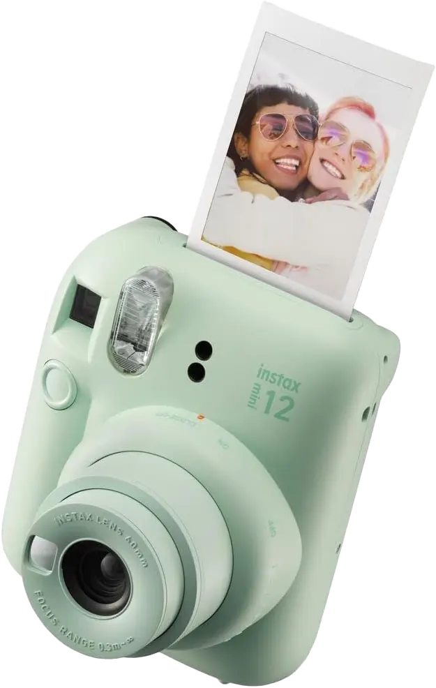 Fujifilm Instax Mini 12 Instant Camera, 60mm, Auto Film Eject, Built-in Flash, Mint Green