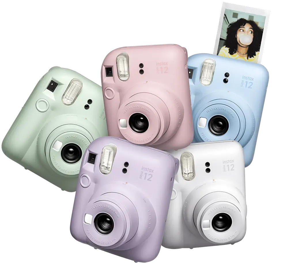 كاميرا فورية فوجي فيلم انستكس ميني 12، 60 مم، إخراج تلقائي للفيلم، فلاش مدمج، بنفسجي ليلاك