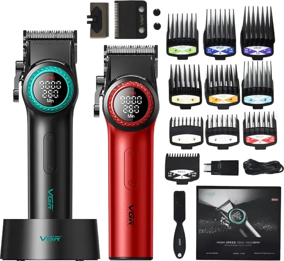 VGR Men's Electric Hair Trimmer , LED Display , Rechargeable , Multi-color, V-001
