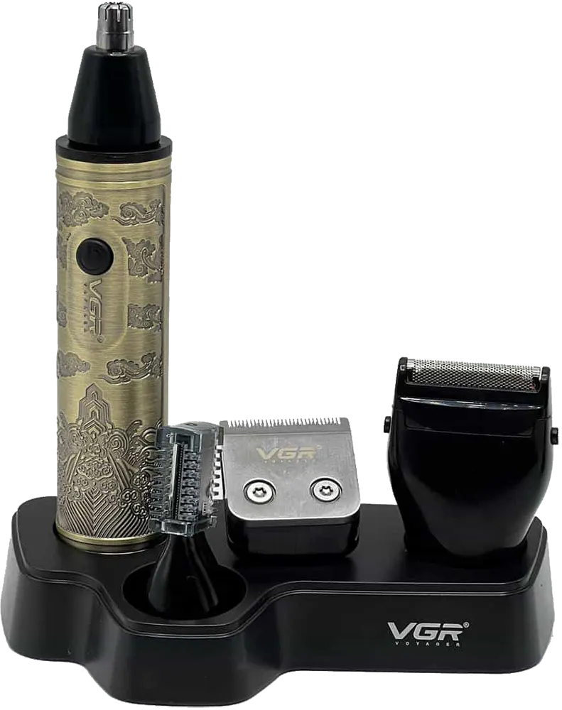 VGR Men's Electric Shaver, 4*1, Rechargeable Lithium Battery, Metal, Gold, V-621