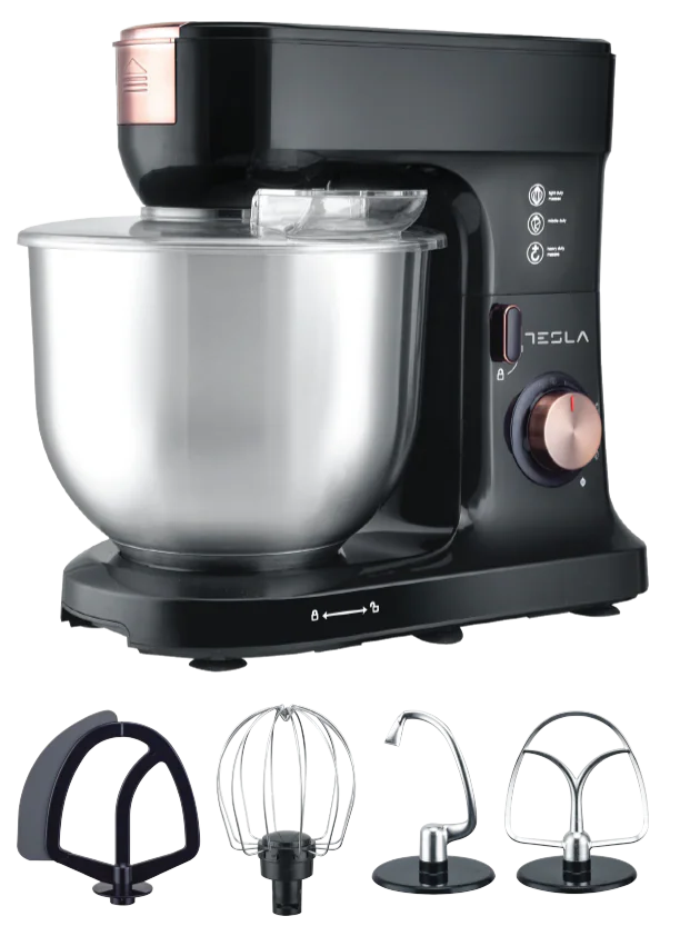 Tesla Electric Mixer, 8.5 Liters, 1000 Watts, 4 Programs, With 4 Speeds , Black, TSL-SM400