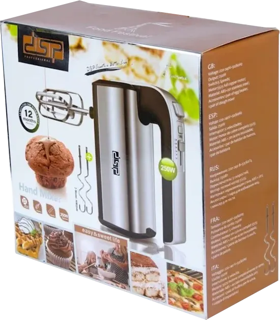 DSP Egg Mixer, 250 Watt, 5 Speeds, Stainless Steel, Silver, KM 2046