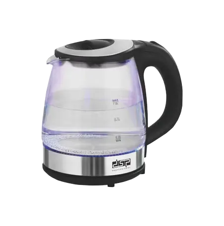 DSP Electric Kettle, 1200W, 1L, LED Light, Glass, Black, KK1262