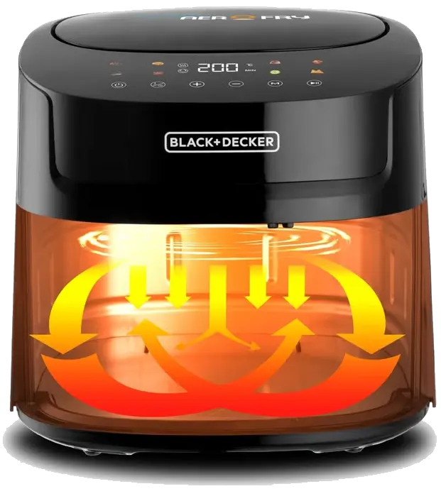 Black & Decker 8x1 Air Fryer, 1800 Watts, 7.2 Liters, Digital Touch Screen, Black, AF7210, (Ansia Warranty) (Agent Warranty)