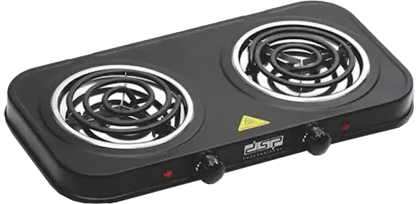 بوتجاز مسطح كهربائي دي اس بي، 2 عين، 1000 وات + 1000 وات، أسود، KD 4055