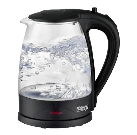 DSP Electric Kettle, 1850W, 1.8L, Boil-Dry Protection, Glass, Black, KK 1129