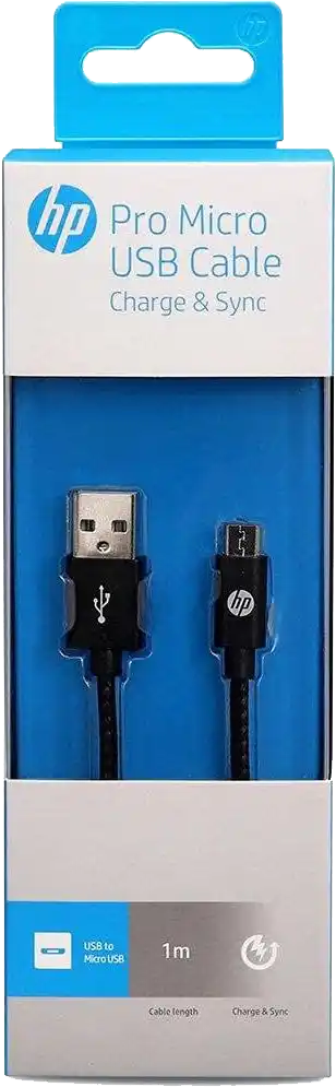 HP charger cable, fast charging, micro USB, black HP041GBBLK1TW