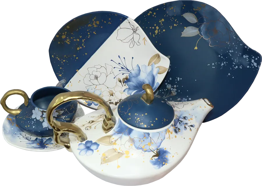 طقم شاي وجاتوه علاء الدين،  24 قطعة، بورسيلين، أبيض*كحلي،  2304092