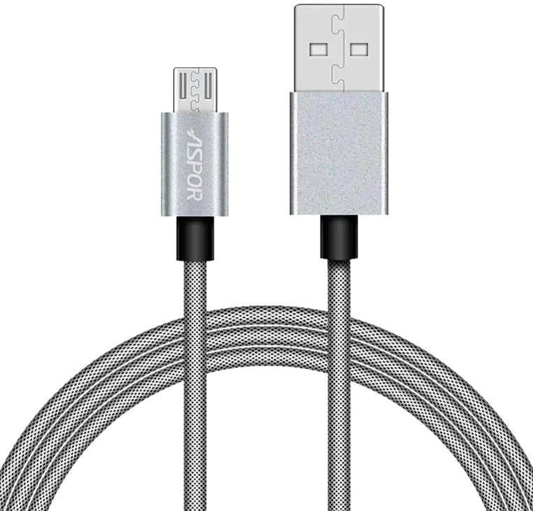 ASPOR Fast Mobile Charging Cable, USB-A to Micro-USB, Silver, A158