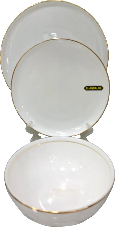 Punchina Andalusia Dinner Set, Round Ribbed, 28 Pieces, White, 3903