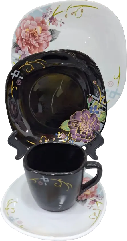 Arcopal Andalusia Dinner Set, 60 Pieces, Square, Multicolor, 2489