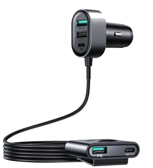 Joyroom Car Charger, Fast Charging, 78W, Multi-Port, Cable Length 1.5m, Black, JR-CL05