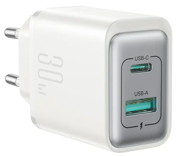 شاحن جوي روم ،30 وات ، منفذين ،شحن سريع ، أبيض ،  JR-TCF15