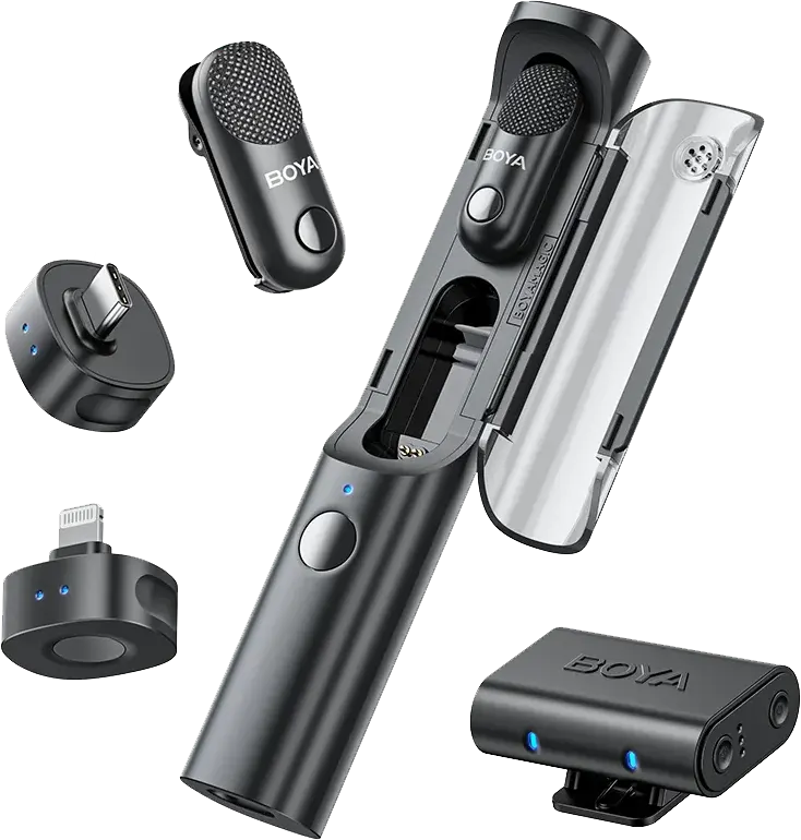 BOYA Magic 02 Wireless Microphone, AI Noise Reduction, 2.4GHz Frequency, 100m Range, Multi-Use, Black