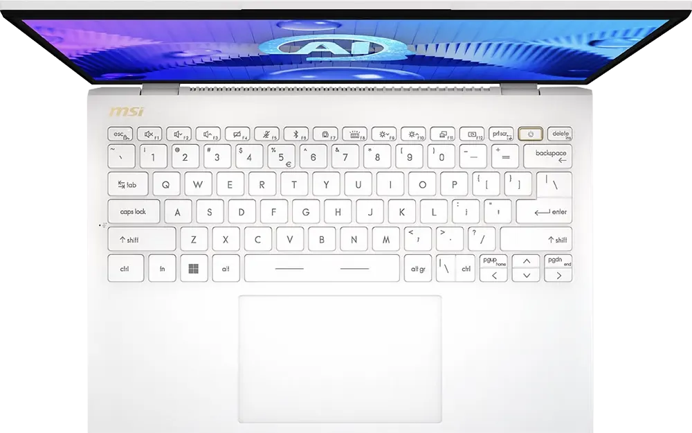 Laptop MSI Prestige 13 AI EVO A1MG-261EG, Intel Core Ultra 7 155H, 16GB RAM, 512GB SSD Hard Disk, Integrated Intel Arc Integrated Graphics Card, 13.3 Inch QHD+ OLED Display, Windows 11 Home , White