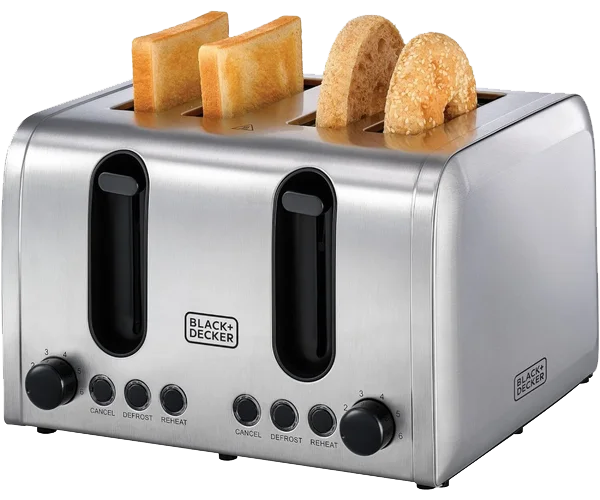 توستر بلاك & ديكر ، 2100 وات ، 4 شرايح ، 6 سرعات ، استانلس ستيل ، سيلفر ،   ET444 ، ( بضمان انسيا ) (ضمان الوكيل)