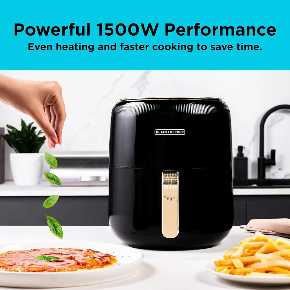 قلاية هوائية بلاك اند ديكر 8×1، 1500 وات ، 4.5 لتر ، شاشة ديجيتال تعمل باللمس ، أسود ، AF4510 ، (ضمان انسيا) (ضمان الوكيل)