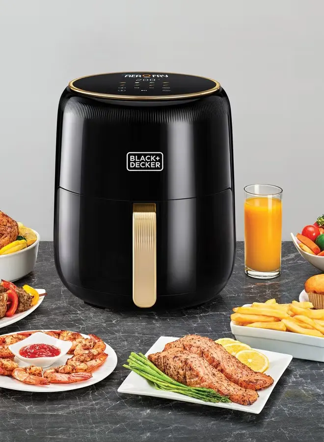 قلاية هوائية بلاك اند ديكر 8×1، 1500 وات ، 4.5 لتر ، شاشة ديجيتال تعمل باللمس ، أسود ، AF4510 ، (ضمان انسيا) (ضمان الوكيل)