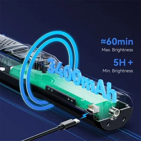 عصا اضاءة تصوير VL360 اولانزي ،38 واط، شاشة LCD، اضاءة RGB، منفذ شحن TYPE-C، مروحة تبريد، L058GBB2