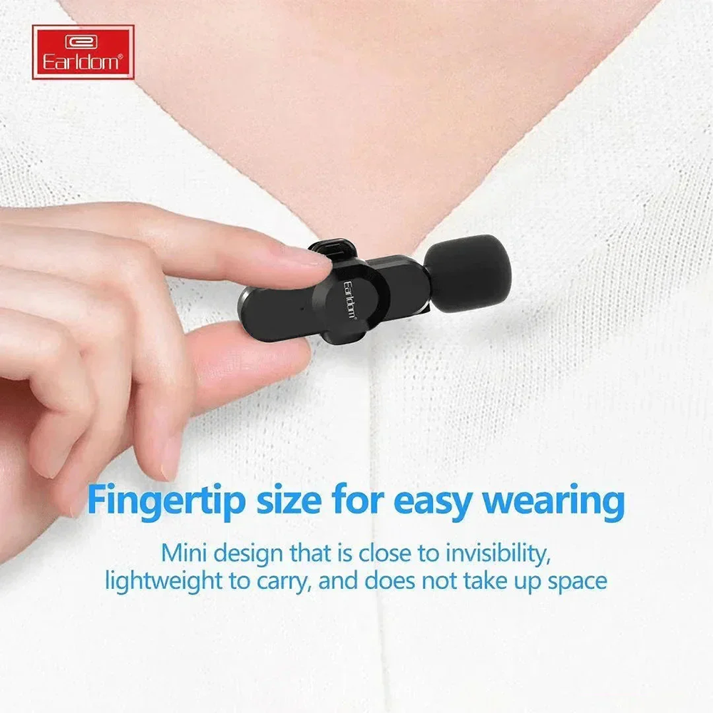 Earldom Wireless Microphone, Noise Reduction, Lightning Port, Black, ET-MC8L