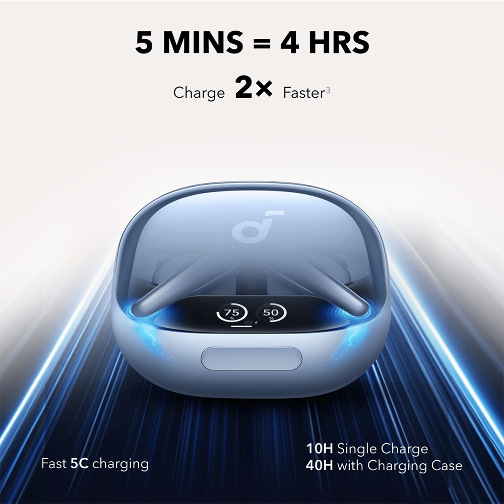 سماعات أذن أنكر ساوندكور ليبرتي 4 برو ، خاصية إلغاء الضوضاء ، شريط تحكم باللمس ، مقاومة للماء ، أزرق، A3954H31