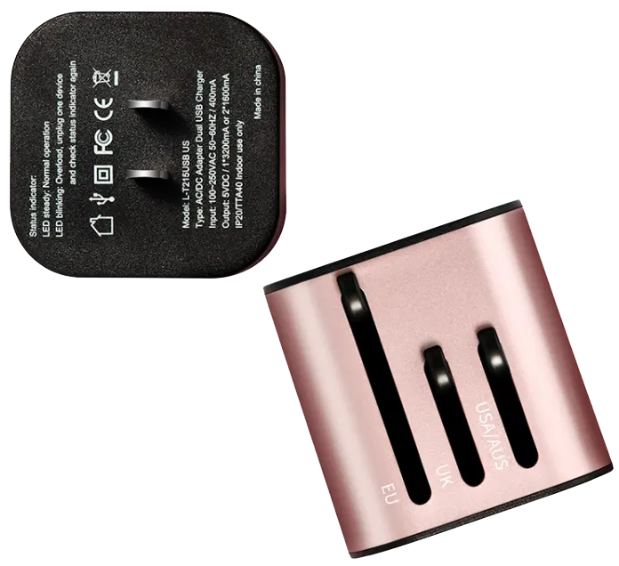 Joyroom Smart Multifunctional Charger, 3.2 Amp, Dual Charging Ports, Golden Rose, L-T215