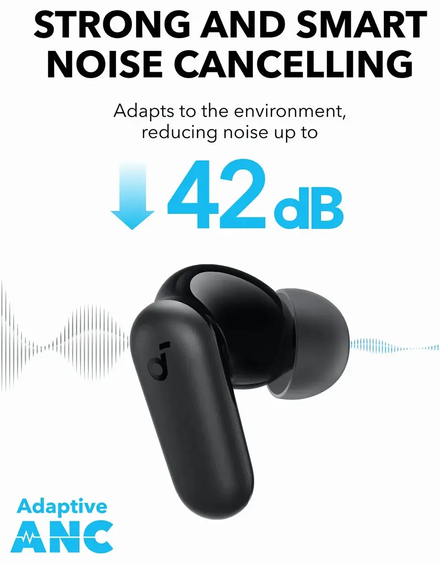سماعات أذن انكر ساوند كور R50I ، بلوتوث V5.3 ، خاصية ANC ، مقاومة للماء ، اسود ،A3959H11
