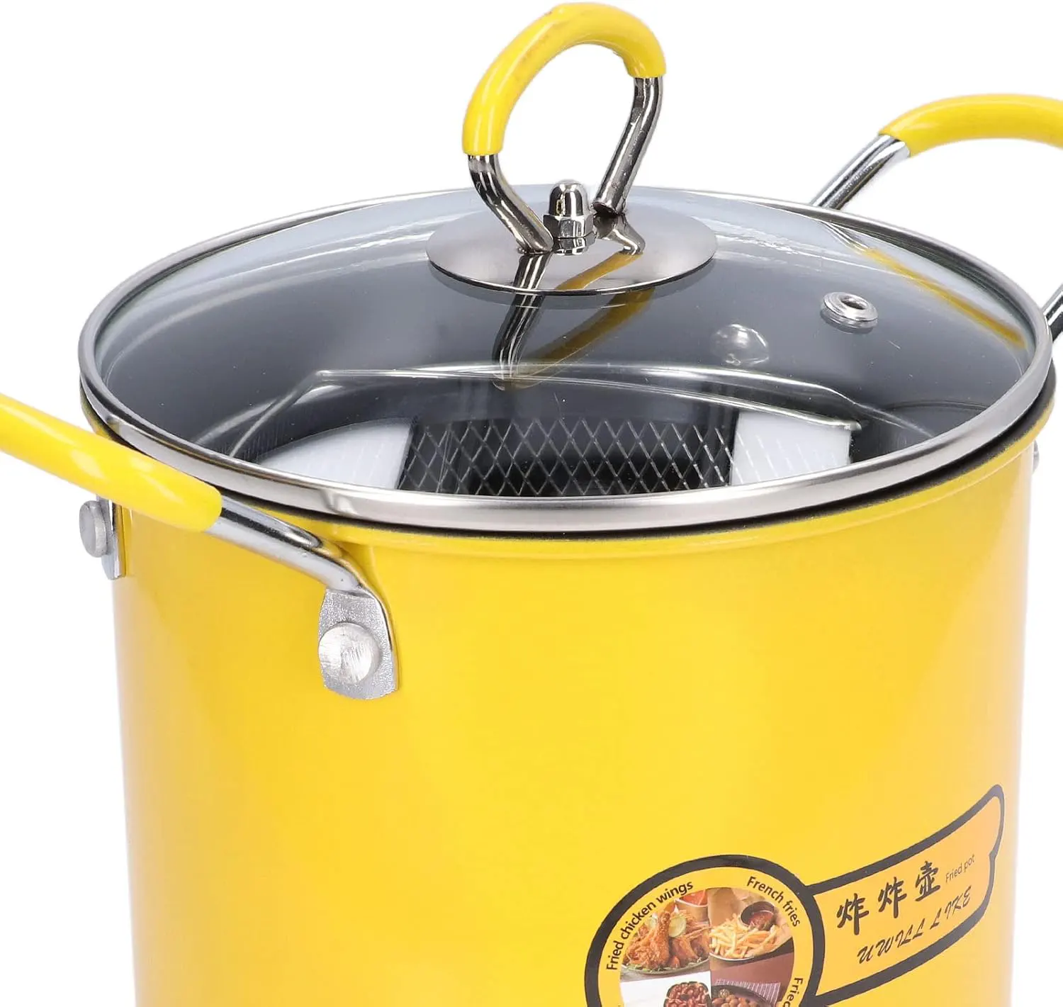 Pot With Net 3L , Pyrex Lid And Stainless Steel Handle, Yellow ,1235