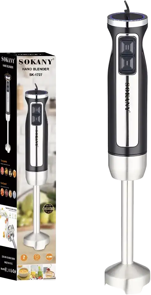 Sokany Hand Blender, 800 Watt,  Stainless Steel, Black, SK-1727-2N